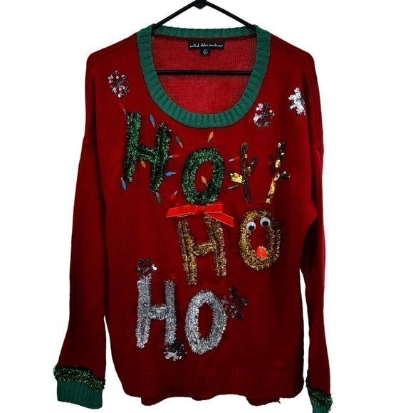 United States Sweaters Red Ho Ho Ho Ugly Christmas Size X-Large Festive Holidays - Picture 1 of 12